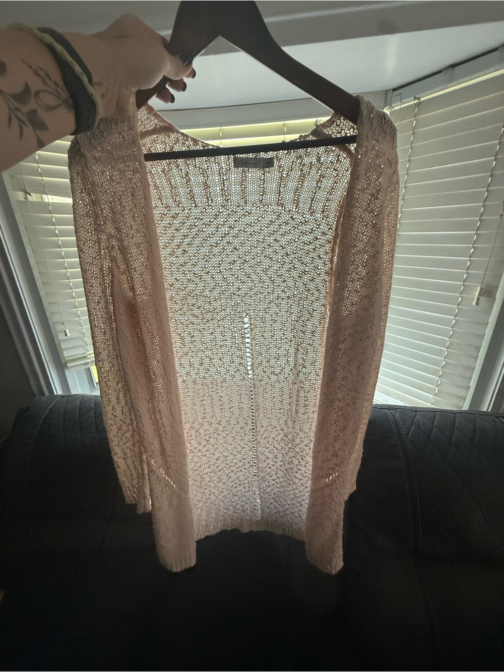 Reitmans Open-Knit Cardigan in Blush Pink